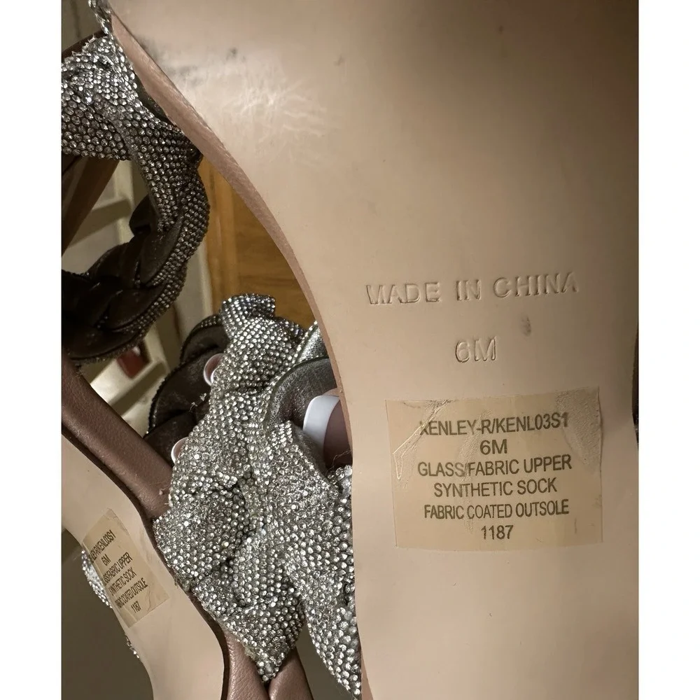 Steve Madden Women's Kenley High Heels Slip-on Sandal Rhinestone Tan Size 6M - Picture 10 of 11